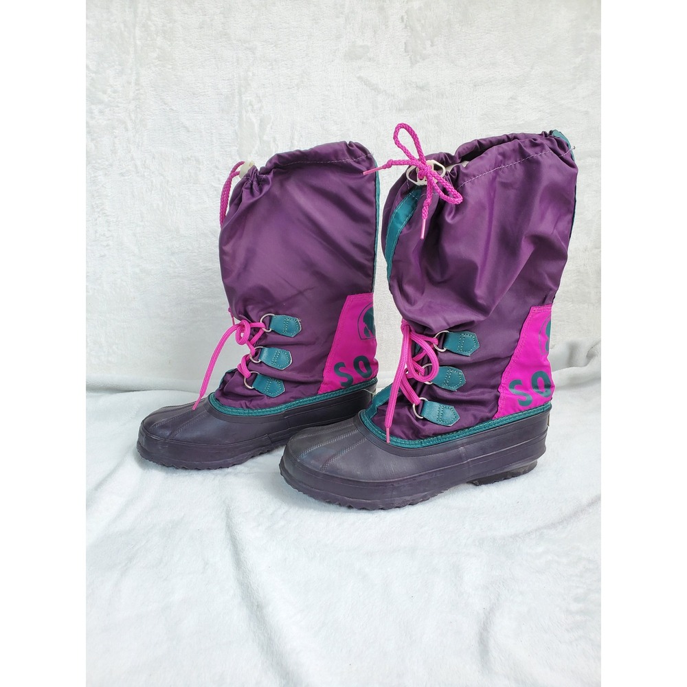 Vintage Sorel Purple Winter Snow Boots Retro Snow Bunny 9 Canada 80s Apres Ski